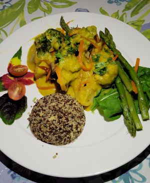 Curry with quinoa at Waterfall Villas in Dominical
