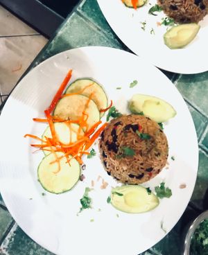 Costa Rican Pinto and zucchini  at Waterfall Villas in Dominical
