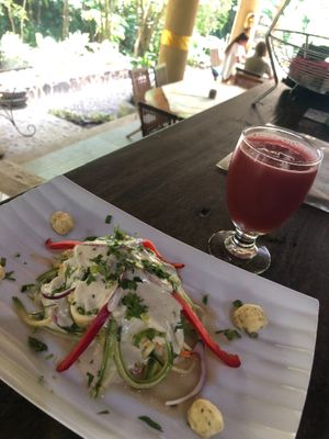 Raw Zucchini noodles at the Waterfall Villas at Waterfall Villas in Dominical