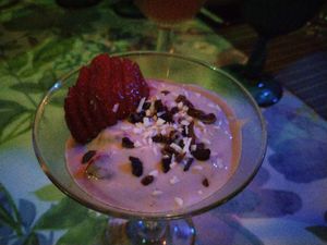 Vegan Strawberry pudding at Waterfall Villas in Dominical