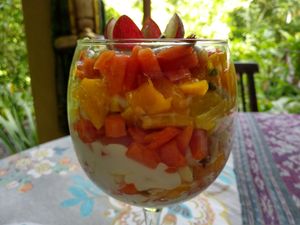 Coconut cream and fruit parfait at Waterfall Villas in Dominical