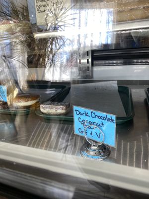 Vegan dark chocolate coconut bars at A Slice of Eden in Bar Harbor