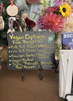 Vegan bagel toppings at A Slice of Eden in Bar Harbor