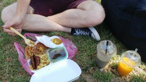 Brunch (smoothie and juice not from The Miznon) at The Miznon in Dimona