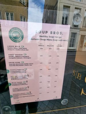 Menu at Soup Bros in Maastricht