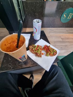 Goulash, tomatoes treasure and drink at Soup Bros in Maastricht