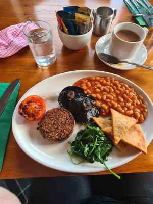 Vegan cooked breakfast at The Inn on Loch Lomond in Inverbeg