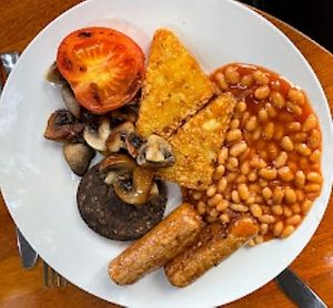 The vegan brunch was even better than this photo! The staff are very friendly and I am only sorry our itinerary didn't allow us to sample the vegan high tea.   at Taylor's in Llandudno