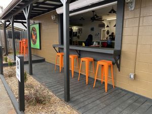 Face in or out at the open lunch bar area.  at Naked Vegan in Greenville