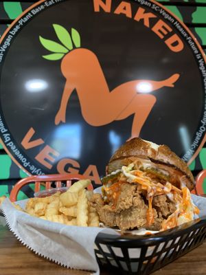 Atlas Monroe Chick’N sandwich  at Naked Vegan in Greenville