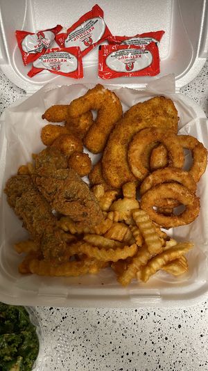 Shrimp platter special  at Naked Vegan in Greenville