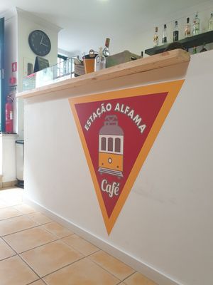 Logo inside at Estação Alfama Pizzaria in Lisbon