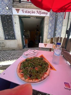 Vegan pizzaa  at Estação Alfama Pizzaria in Lisbon
