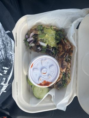 Street taco and Jackfruit Birria  at Las Maris in Stockton