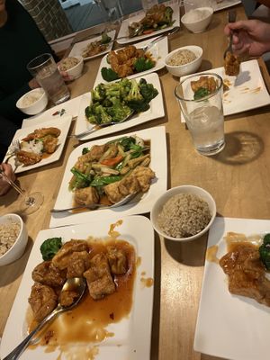 Vegan dishes family style   at Jia Mei Asian Kitchen in Madison