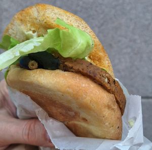 Vegan sandwich at Les Bruleries in Quebec