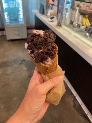 Strawberry with vegan brownie  at Yoga-urt - Santa Monica in Santa Monica