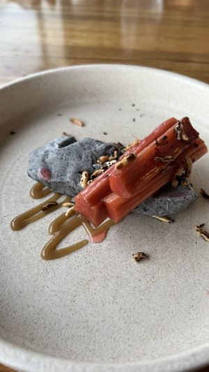 Rhubarb dessert SO GOODD  at Grain of the Silos in Invermay