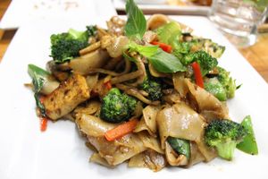 Pad key mao with tofu and veggies (made vegan) at Khao San Road in Toronto