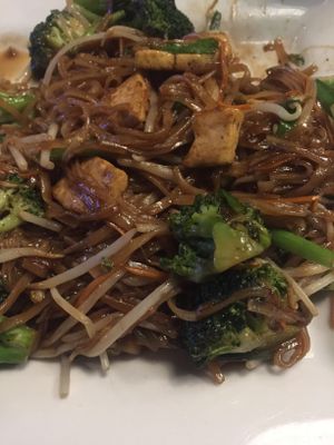 Vegan Pad Thai with tofu and rice noodles at Khao San Road in Toronto