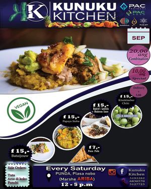 Menu at Kunuku Kitchen in Willemstad