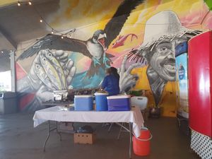 Op de bovenverdieping ronde markt at Kunuku Kitchen in Willemstad