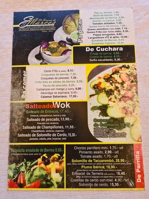 The menú at El Rincón de Marcos in Gran Canaria