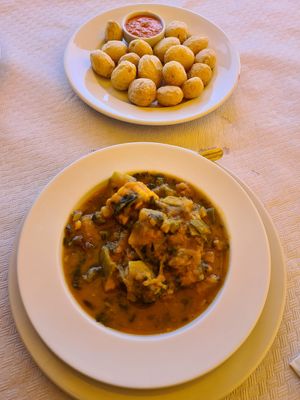 Potaje de berros y papas arrugadas at El Rincón de Marcos in Gran Canaria