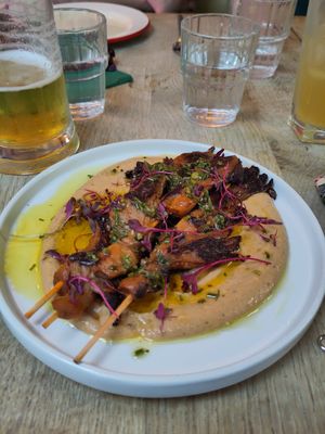 Oyster mushroom skewers at The Garden of Easton in Bristol