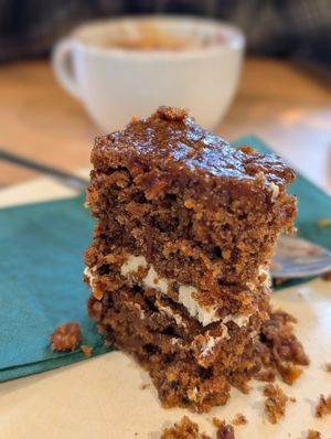 Gorgeous vegan carrot cake.  Fully nomnomnom at The Garden of Easton in Bristol