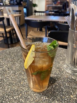 Mojito ice tea: tastes like regular ice tea  at Copper Branch in Utrecht