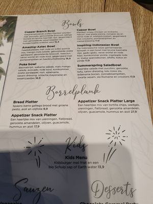 Menu at Copper Branch in Utrecht