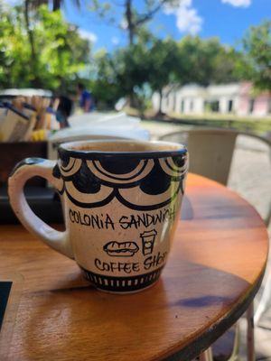 Cortado Doble with Almond Milk at Colonia Sandwich Coffee Shop in Colonia Del Sacramento