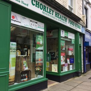 Outside Chorley Health Food Store. at Chorley Health Food Store in Chorley