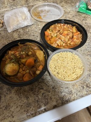 The amount of rice that comes with 2 tagines  at Tara Kitchen in Albany