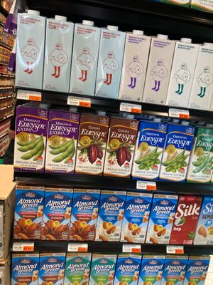 Plant milks--typical prices. at Downtown Organic Market in New York City