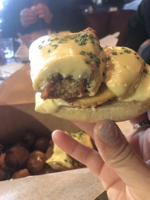 Close up of Benny fried seitan  at Seitan's in Edmonton