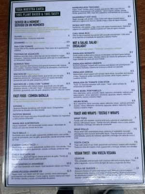 Menu 100% vegan. (Temporary first photo) at Amarre Marina in Barcelona