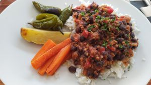 Arroz con chili y verduras al horno at Amarre Marina in Barcelona