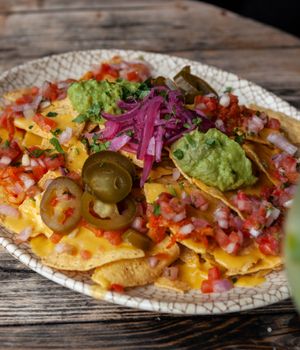 Nachos veganos at Amarre Marina in Barcelona