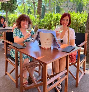 Enjoying chilled Menade on a hot Barcelona day  at Amarre Marina in Barcelona