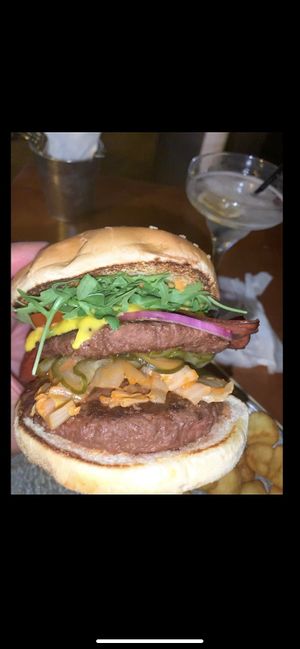 Double “beef" burger   at Amarre Marina in Barcelona