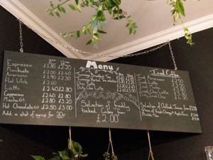 Hot drinks menu at Urban Jungle Brunch Room in Edinburgh