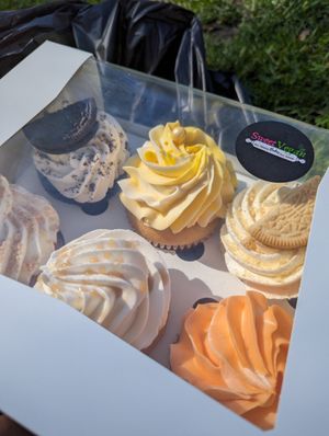 Selection of cupcakes at Sweet Vegan Bakes in Chicago