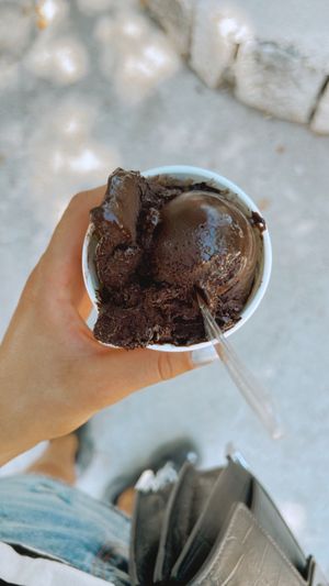 Dark chocolate ice cream vegan   at Gelato bar Bella in Trogir