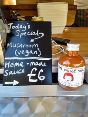 Special menu and sauce to purchase at Chubby Dumpling in East London