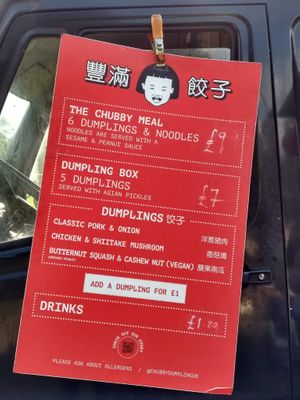 Menu at Chubby Dumpling in East London