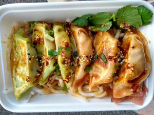 Chubby Meal with 'half and half' vegan dumplings 🤤 at Chubby Dumpling in East London