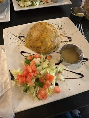 Trifongo, meduros(plantains) and yucca at Casa Del Mofongo in Bethlehem