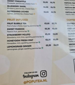 Some of the vegan options at PopuTea in Breda